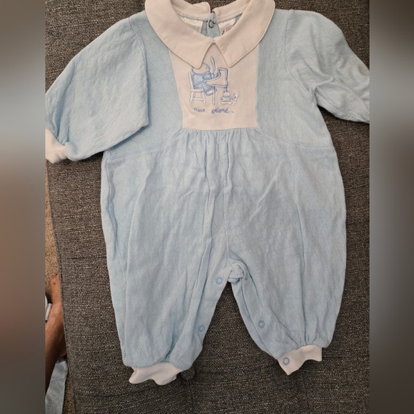 Set Of 4 Vintage Baby Blue Rompers Sets Carter's, Bright Future, Baby Bear - Picture 6 of 16